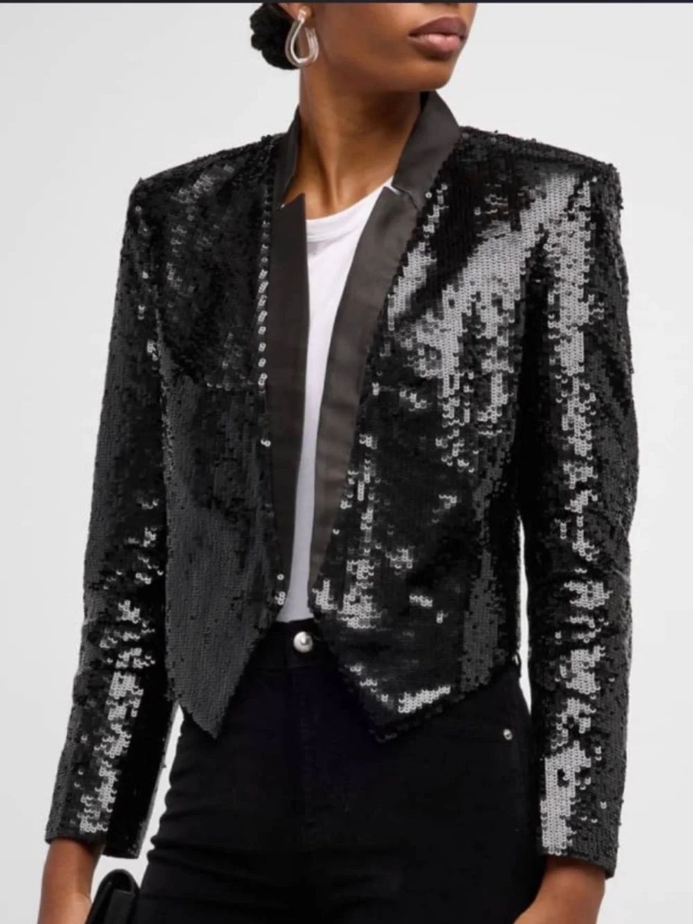 NWT Veronica Beard Delony Sequin Cropped Black Evening Jacket Size 4